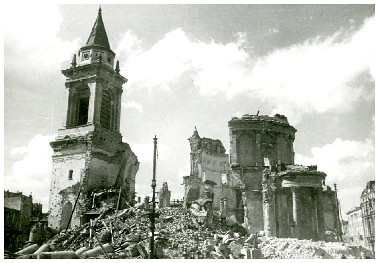 Ruiny kościoła św. Aleksandra w Warszawie, 1945 r.; AAN, Akta Witolda Suchodolskiego, sygn. 64